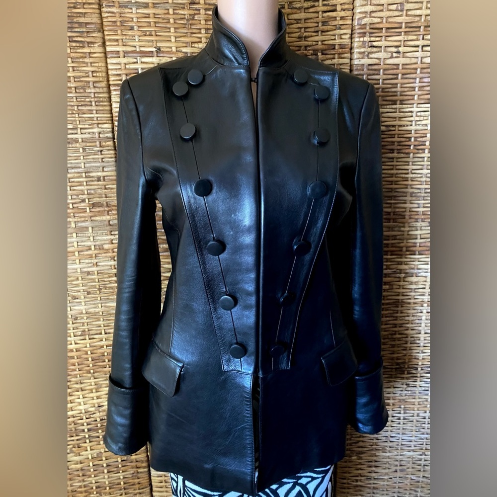 YVES St. Laurent Black Leather Jacket - Tom Ford 38